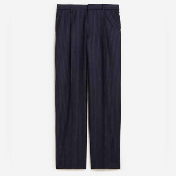 J. Crew Other - NWT J.Crew Kenmare Navy Wool Flannel Suit Pants In Chalk Strip 35